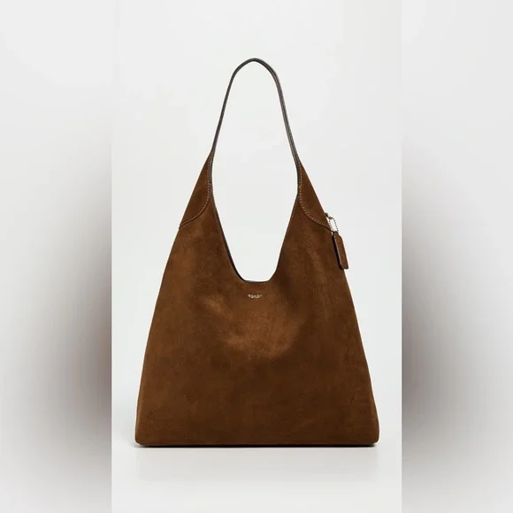 COACH Suede Brooklyn Shoulder Bag 39 in Warm Brown - Picture 2 of 13